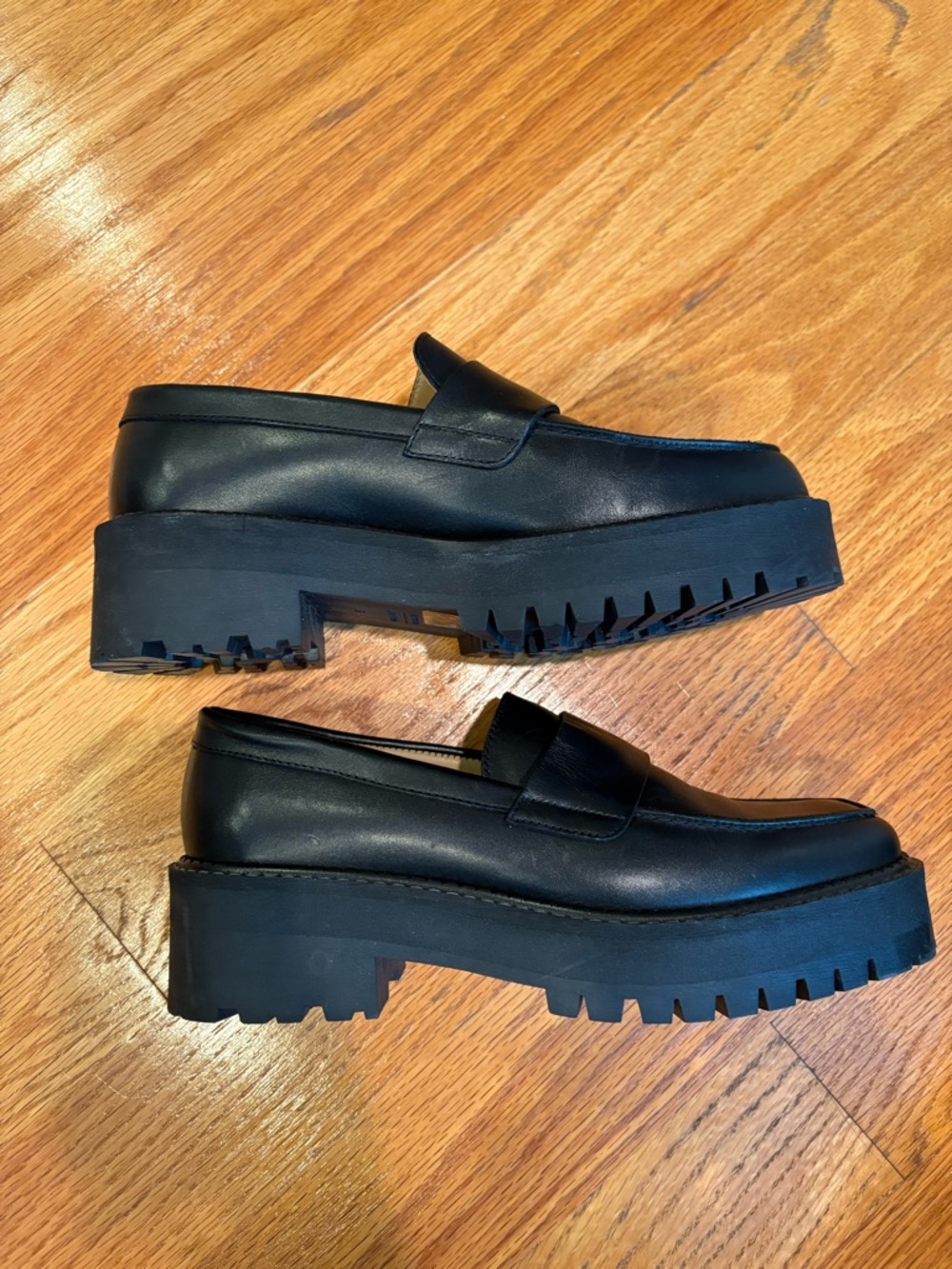 & Other Stories Black Chunky Lug Sole Leather Loafers